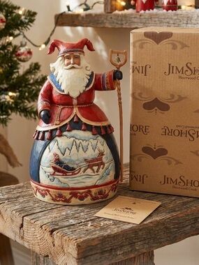 Jim Shore Heartwood Creek Lapland Santa
reindeer sleigh carved
Original box